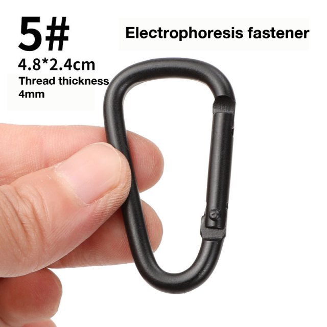 Outdoor Sports Aluminium Alloy Safety Buckle Keychain with Lock Climbing Button D-shape for Camping Hiking - A