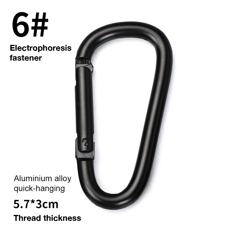 Outdoor Sports Aluminium Alloy Safety Buckle Keychain with Lock Climbing Button D-shape for Camping Hiking - A