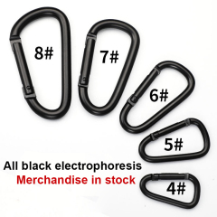 Outdoor Sports Aluminium Alloy Safety Buckle Keychain with Lock Climbing Button D-shape for Camping Hiking - A