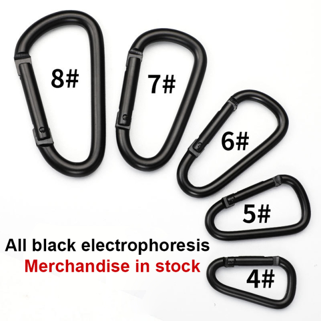 Outdoor Sports Aluminium Alloy Safety Buckle Keychain with Lock Climbing Button D-shape for Camping Hiking - A