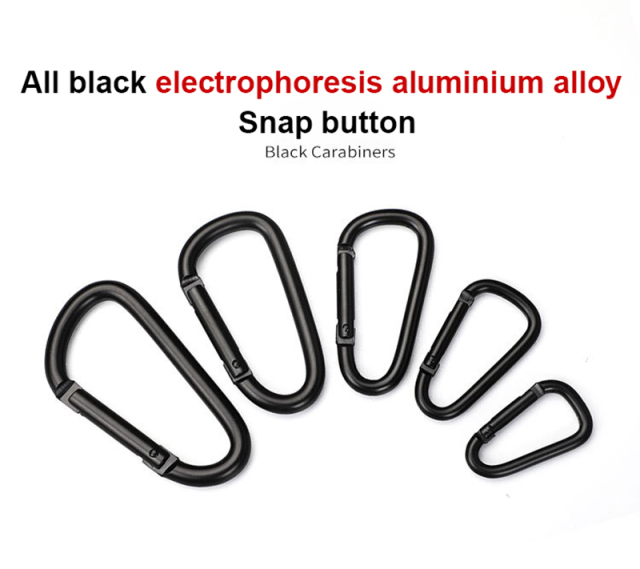 Outdoor Sports Aluminium Alloy Safety Buckle Keychain with Lock Climbing Button D-shape for Camping Hiking - A