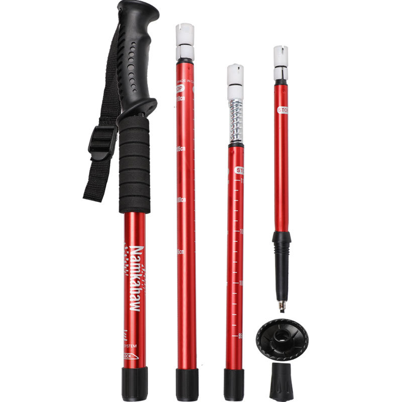 3 / 4 Section Outdoor Fold Trekking Stick for Hiking Camping Mountaineering Walking Stick Elderly Telescopic