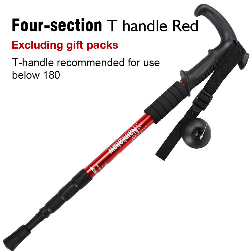 3 / 4 Section Outdoor Fold Trekking Stick for Hiking Camping Mountaineering Walking Stick Elderly Telescopic