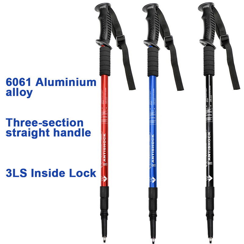 3 / 4 Section Outdoor Fold Trekking Stick for Hiking Camping Mountaineering Walking Stick Elderly Telescopic