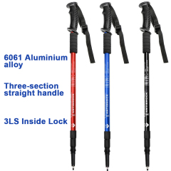 3 / 4 Section Outdoor Fold Trekking Stick for Hiking Camping Mountaineering Walking Stick Elderly Telescopic