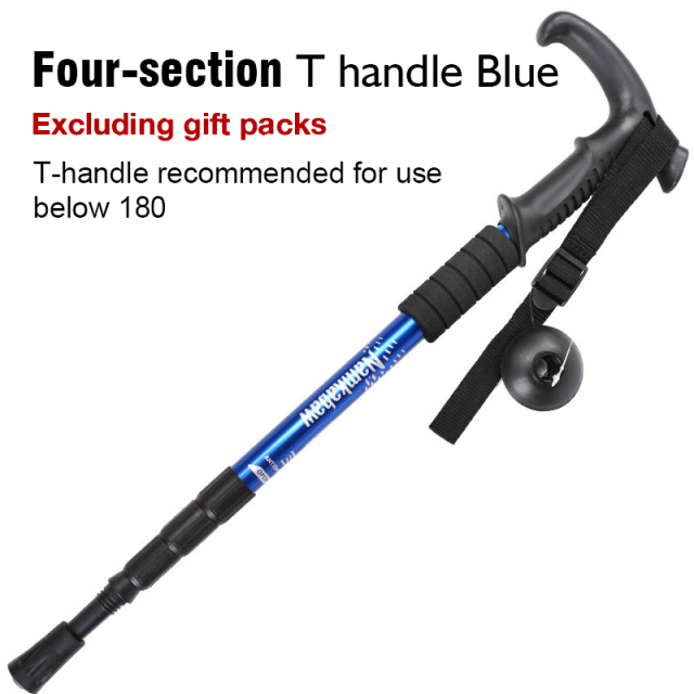3 / 4 Section Outdoor Fold Trekking Stick for Hiking Camping Mountaineering Walking Stick Elderly Telescopic