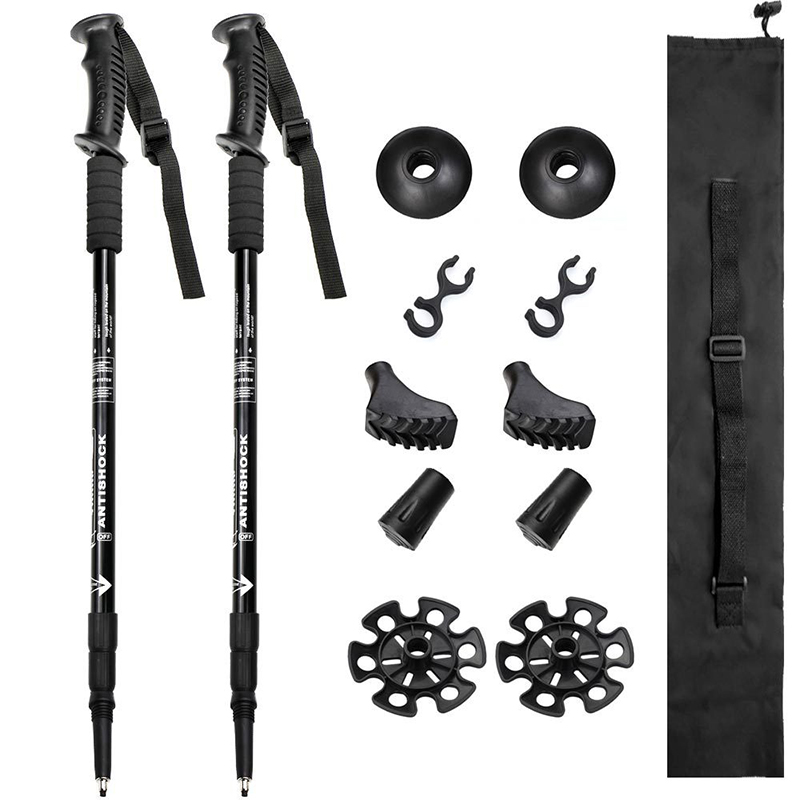3 / 4 Section Outdoor Fold Trekking Stick for Hiking Camping Mountaineering Walking Stick Elderly Telescopic