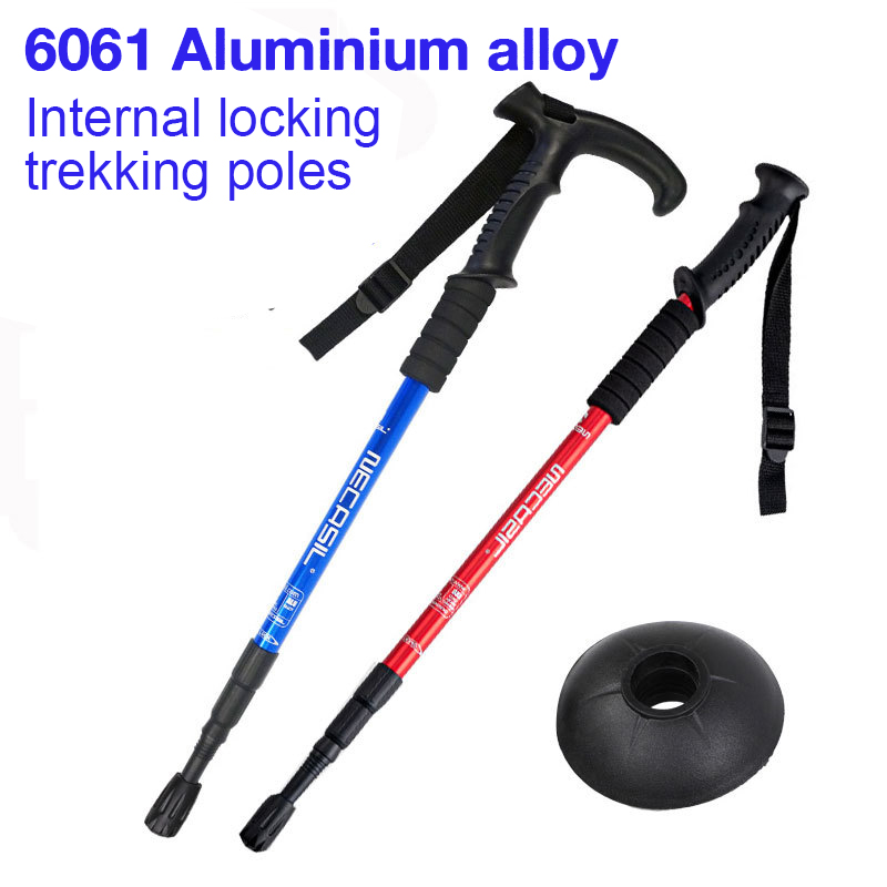 3 / 4 Section Outdoor Fold Trekking Stick for Hiking Camping Mountaineering Walking Stick Elderly Telescopic