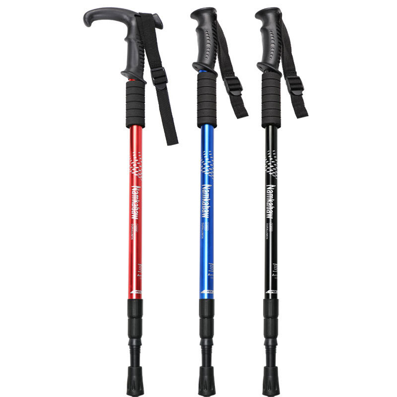 3 / 4 Section Outdoor Fold Trekking Stick for Hiking Camping Mountaineering Walking Stick Elderly Telescopic
