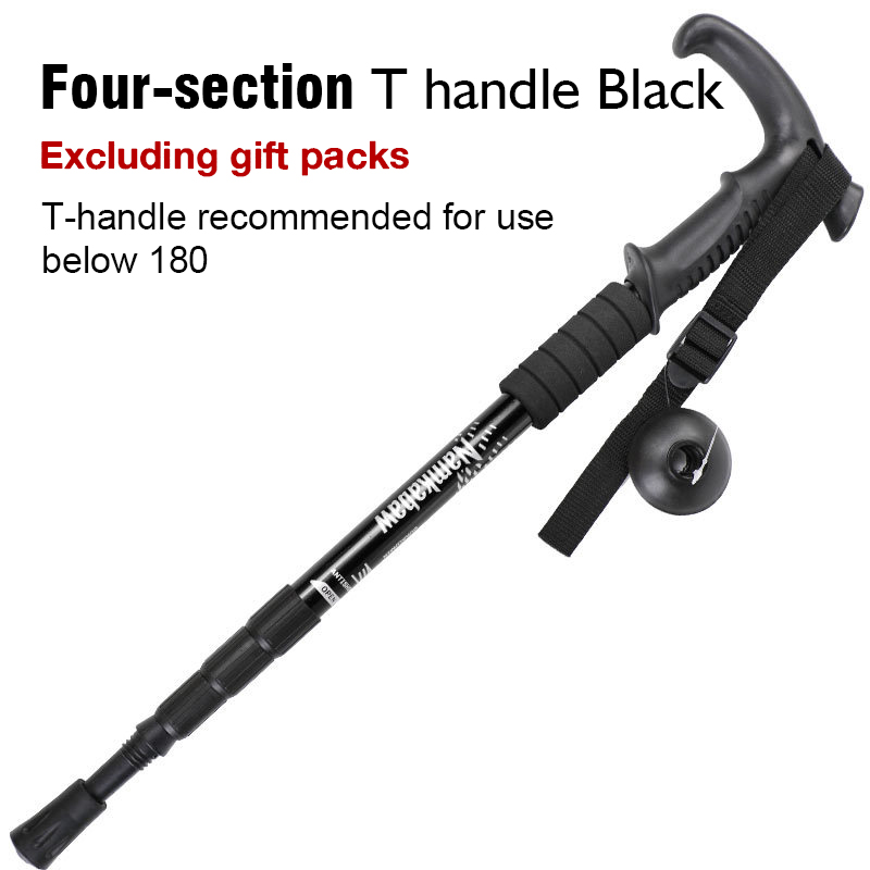3 / 4 Section Outdoor Fold Trekking Stick for Hiking Camping Mountaineering Walking Stick Elderly Telescopic
