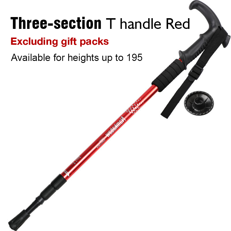 3 / 4 Section Outdoor Fold Trekking Stick for Hiking Camping Mountaineering Walking Stick Elderly Telescopic