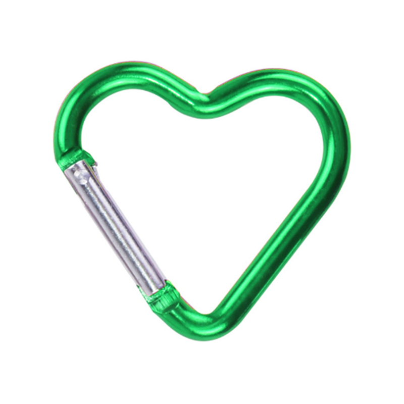 Outdoor Sports Aluminium Alloy Cordate Safety Buckle Keychain with Lock Climbing Button for Camping Hiking