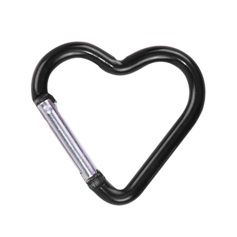 Outdoor Sports Aluminium Alloy Cordate Safety Buckle Keychain with Lock Climbing Button for Camping Hiking