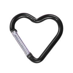 Outdoor Sports Aluminium Alloy Cordate Safety Buckle Keychain with Lock Climbing Button for Camping Hiking