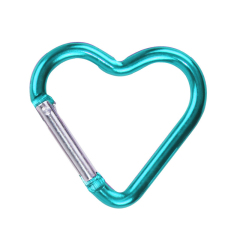 Outdoor Sports Aluminium Alloy Cordate Safety Buckle Keychain with Lock Climbing Button for Camping Hiking