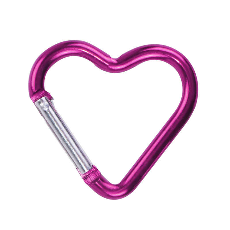 Outdoor Sports Aluminium Alloy Cordate Safety Buckle Keychain with Lock Climbing Button for Camping Hiking