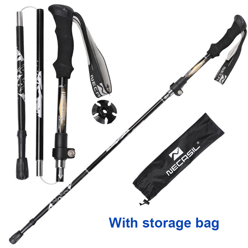 5 Section Outdoor Fold Trekking Stick for Hiking Camping Mountaineering Walking Stick Elderly Telescopic