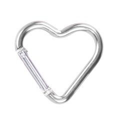 Outdoor Sports Aluminium Alloy Cordate Safety Buckle Keychain with Lock Climbing Button for Camping Hiking