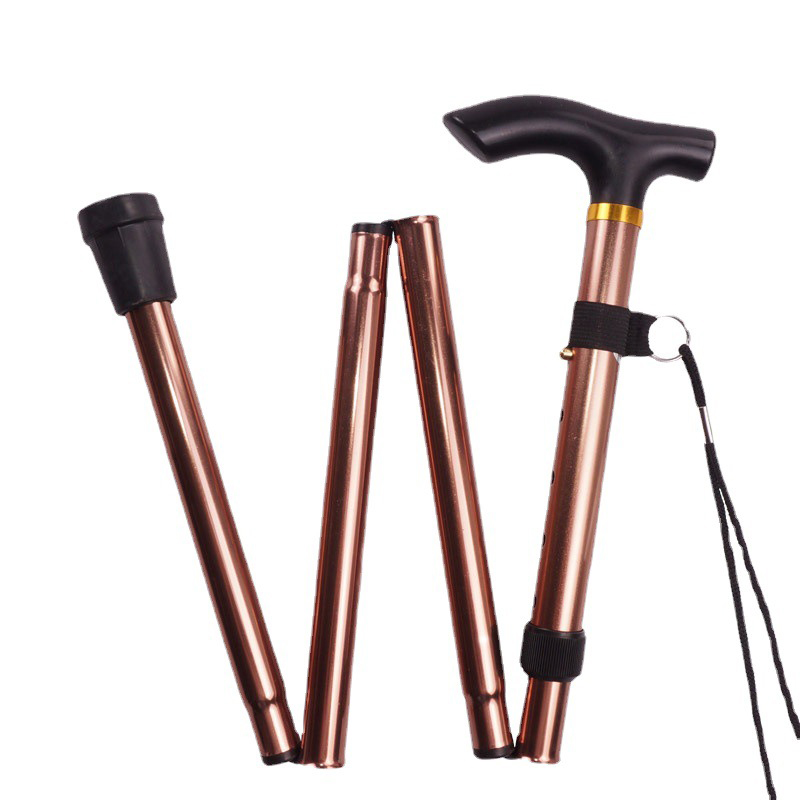 5 Section Outdoor Fold Trekking Stick for Hiking Camping Mountaineering Walking Stick Elderly Telescopic