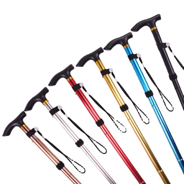 5 Section Outdoor Fold Trekking Stick for Hiking Camping Mountaineering Walking Stick Elderly Telescopic