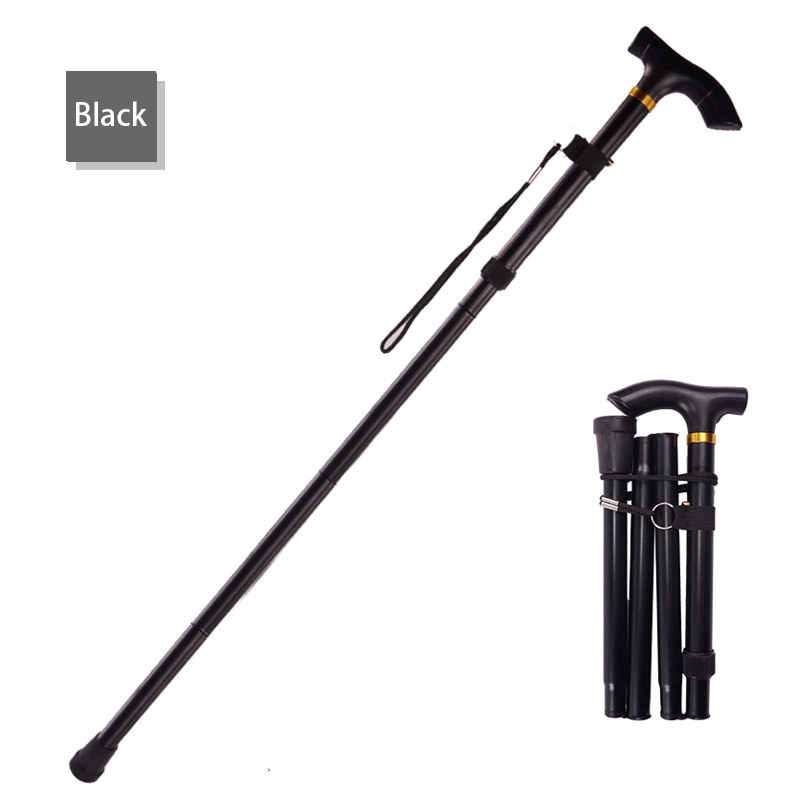 5 Section Outdoor Fold Trekking Stick for Hiking Camping Mountaineering Walking Stick Elderly Telescopic