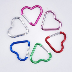 Outdoor Sports Aluminium Alloy Cordate Safety Buckle Keychain with Lock Climbing Button for Camping Hiking