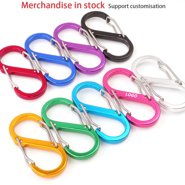 Outdoor Sports Aluminium Alloy Safety Buckle Keychain with Lock Climbing Button for Camping Hiking - S-Shape