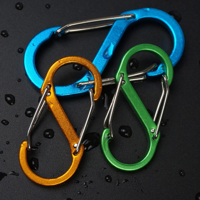 Outdoor Sports Aluminium Alloy Safety Buckle Keychain with Lock Climbing Button for Camping Hiking - S-Shape