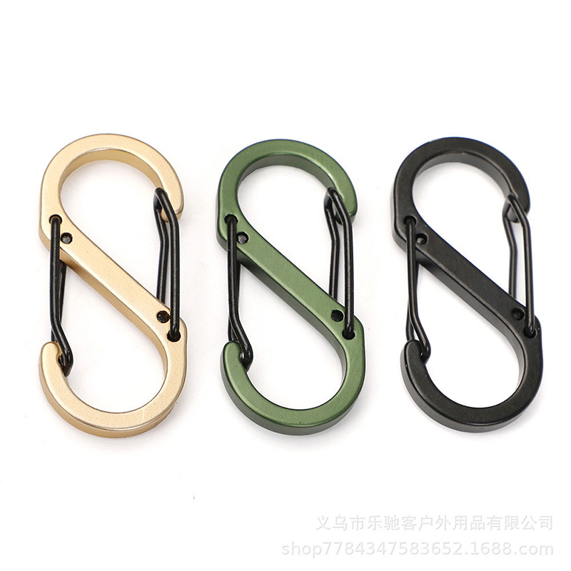 Outdoor Sports Aluminium Alloy Safety Buckle Keychain with Lock Climbing Button for Camping Hiking - S-Shape