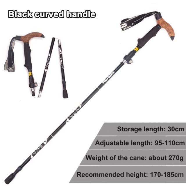 NECASIL 5 Section Outdoor Fold Trekking Stick for Hiking Camping Mountaineering Walking Stick Elderly Telescopic