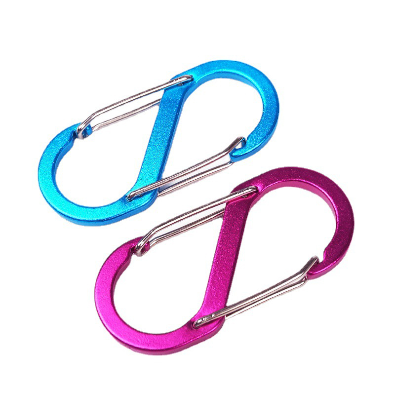 Outdoor Sports Aluminium Alloy Safety Buckle Keychain with Lock Climbing Button for Camping Hiking - S-Shape