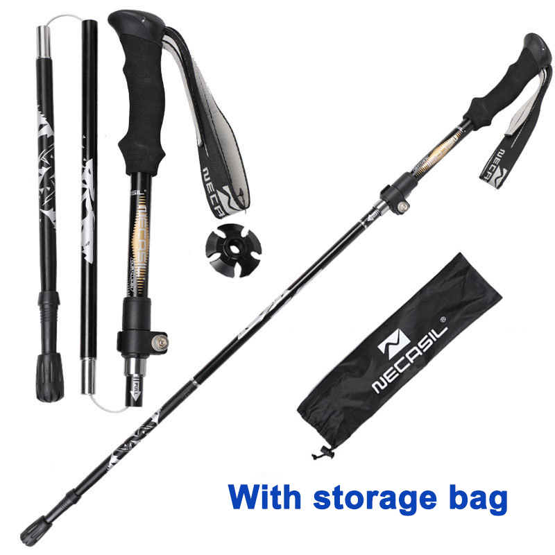 NECASIL 5 Section Outdoor Fold Trekking Stick for Hiking Camping Mountaineering Walking Stick Elderly Telescopic