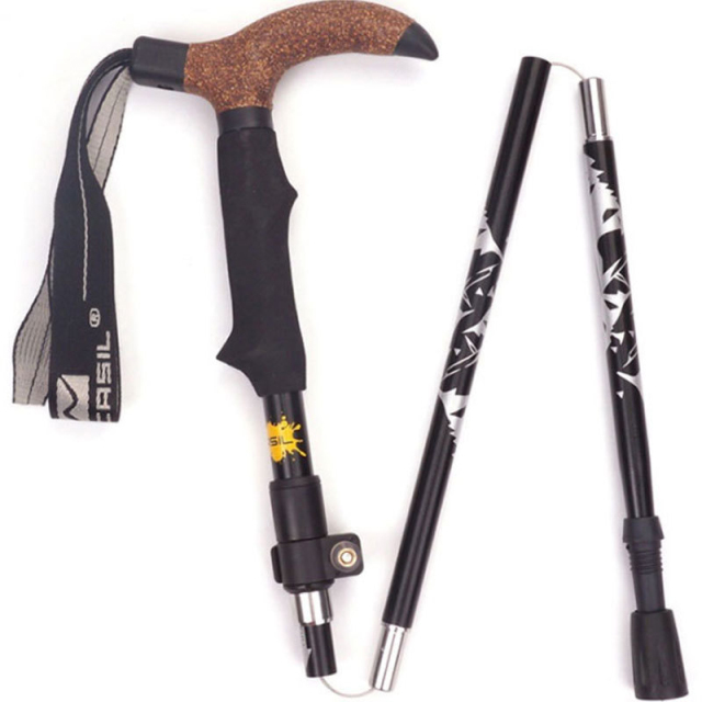NECASIL 5 Section Outdoor Fold Trekking Stick for Hiking Camping Mountaineering Walking Stick Elderly Telescopic
