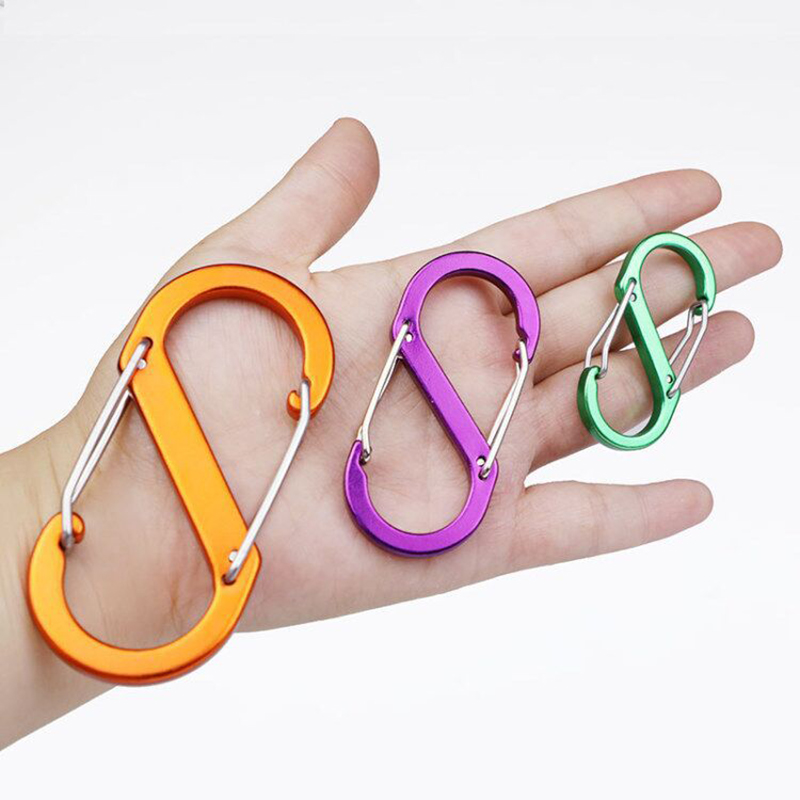 Outdoor Sports Aluminium Alloy Safety Buckle Keychain with Lock Climbing Button for Camping Hiking - S-Shape