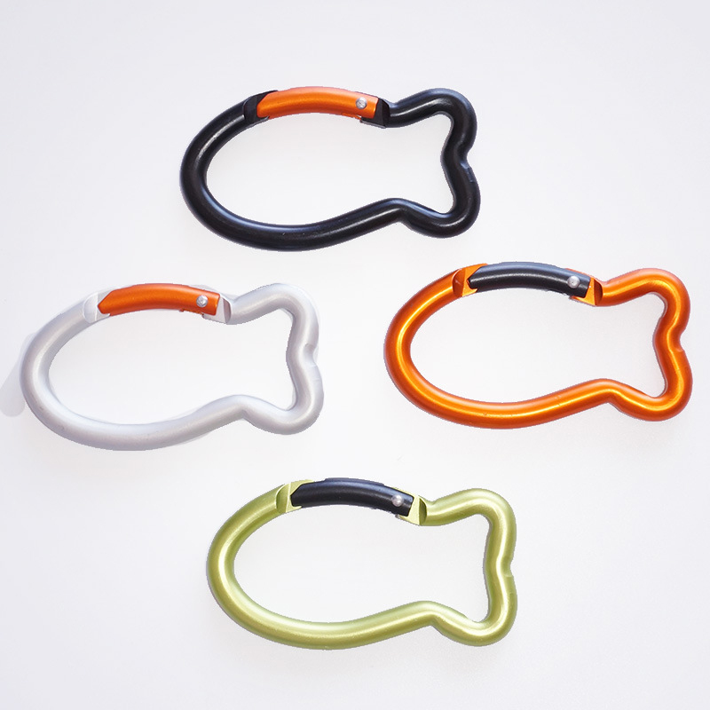 Outdoor Sports Aluminium Safety Buckle Climbing Button for Camping Hiking - Fish-shaped