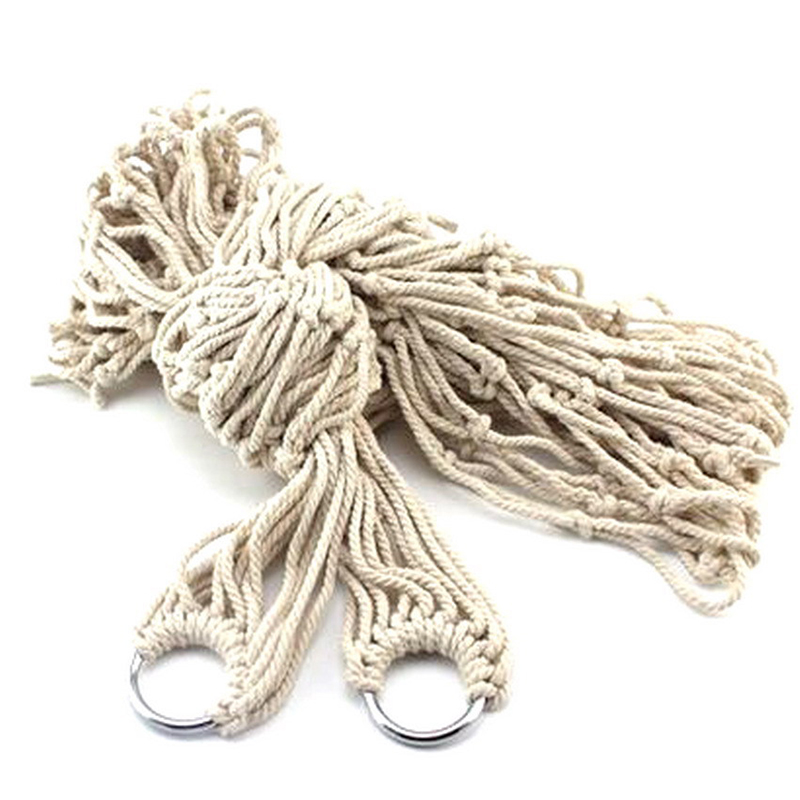 Nylon Rope Single Thicker Mesh Hammock for Balcony Yard Field Camping