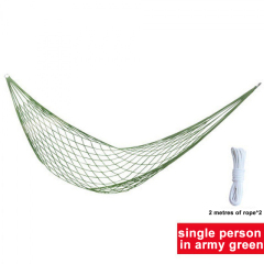 Nylon Rope Single Thicker Mesh Hammock for Balcony Yard Field Camping