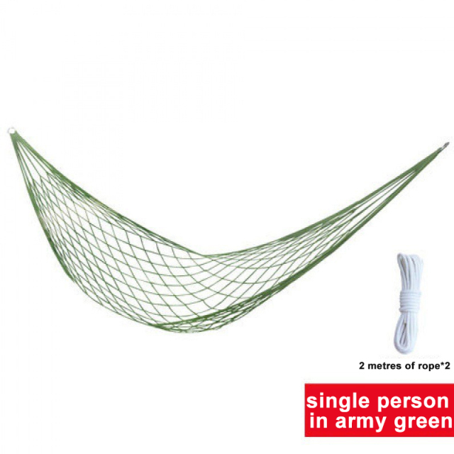 Nylon Rope Single Thicker Mesh Hammock for Balcony Yard Field Camping