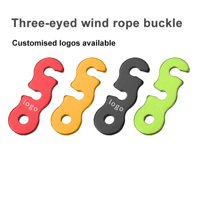 Auminium Alloy Camping Tent Wind Rope Accessories Three Eyes Adjustable Buckle Canopy Rope Pull Buckle