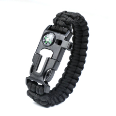 Multifunctional Wilderness Survival Lighter Compass Whistle Accessories Umbrella Cord Braided Bracelet