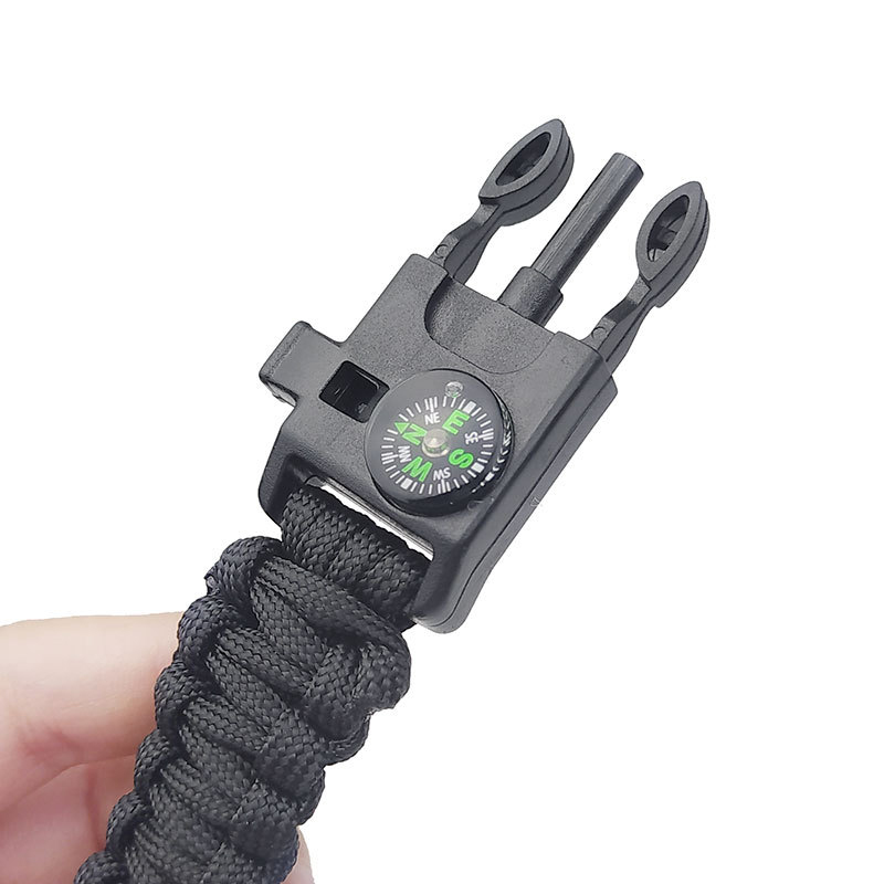 Multifunctional Wilderness Survival Lighter Compass Whistle Accessories Umbrella Cord Braided Bracelet