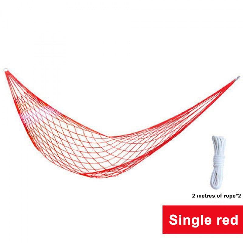 Nylon Rope Single Thicker Mesh Hammock for Balcony Yard Field Camping