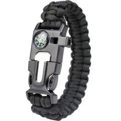 Multifunctional Wilderness Survival Lighter Compass Whistle Accessories Umbrella Cord Braided Bracelet