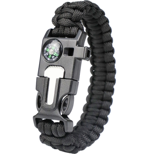 Multifunctional Wilderness Survival Lighter Compass Whistle Accessories Umbrella Cord Braided Bracelet