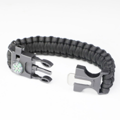 Multifunctional Wilderness Survival Lighter Compass Whistle Accessories Umbrella Cord Braided Bracelet