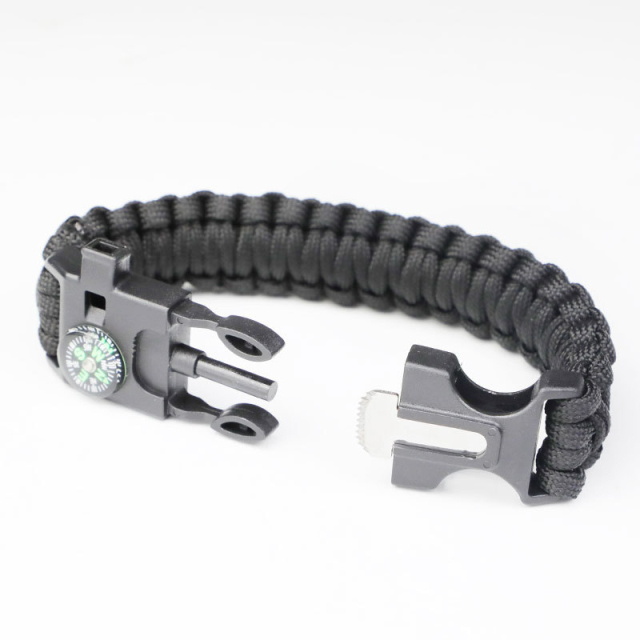 Multifunctional Wilderness Survival Lighter Compass Whistle Accessories Umbrella Cord Braided Bracelet