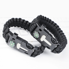 Multifunctional Wilderness Survival Lighter Compass Whistle Accessories Umbrella Cord Braided Bracelet