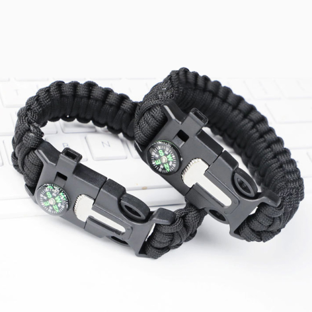 Multifunctional Wilderness Survival Lighter Compass Whistle Accessories Umbrella Cord Braided Bracelet