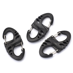 Outdoor Sports Plastic Buckle Keychain with Lock Backpack Attachment Ring Wire Spring Buckle for Camping Hiking