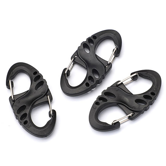 Outdoor Sports Plastic Buckle Keychain with Lock Backpack Attachment Ring Wire Spring Buckle for Camping Hiking